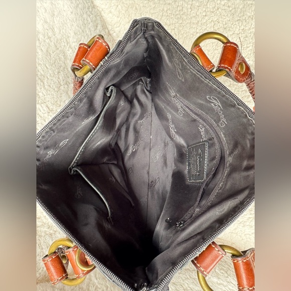 Fossil vintage brown Leather Shoulder Bag Satchel Purse Braided Handle - Picture 7 of 9